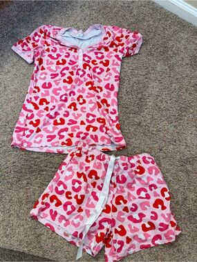Shirley and Stone - Pink & Red Cheetah  Sleepwear, Pajamas Lounge Set -Womans XS